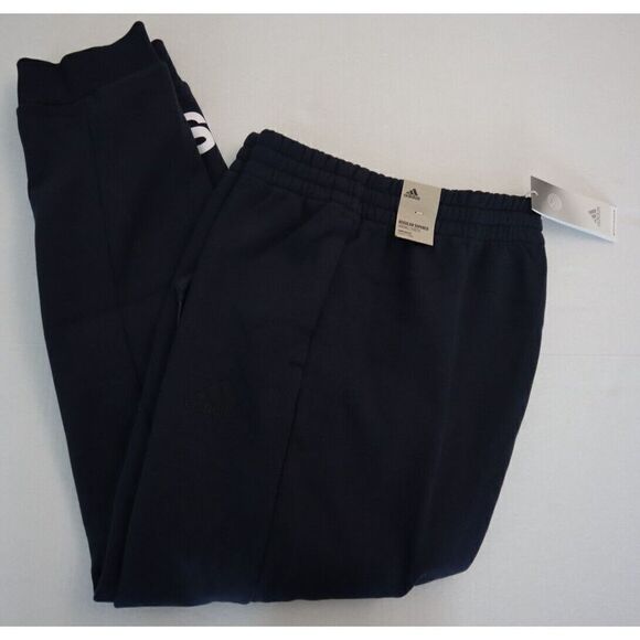 adidas GK8970 Men's Sz L Legend Ink Blue Big Logo Regular Tapered Fleece Joggers - Picture 9 of 10